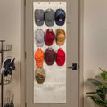 Organizzatore porta berretti e cappelli in misto cotone da appendere alla porta con 15 grucce a strappo, naturale