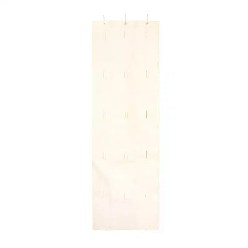 Organizzatore porta berretti e cappelli in misto cotone da appendere alla porta con 15 grucce a strappo, naturale