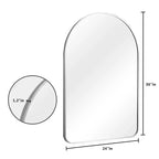 Specchio ad Arco con Cornice Sottile in Alluminio Argento, Angoli Arrotondati, 91x61 cm