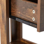 Tavolino in rattan con cassetto, Comodino moderno, Tavolino laterale per soggiorno, camera da letto, Marrone rustico