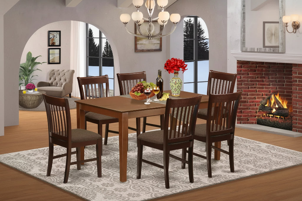 HomeStock Capri Dining Table Set With 6 Chairs Rectangular Style 36x60