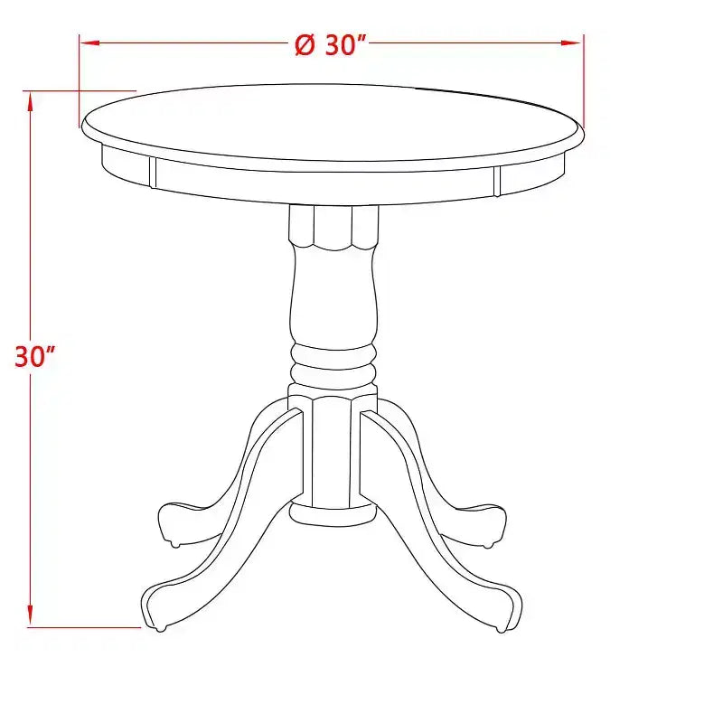 Set Tavolo da Pranzo Rotondo in Legno, Finitura Mogano