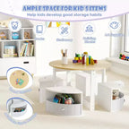 Set di 5 pezzi tavolo e sedie da gioco per bambini, tavolo rotondo impilabile, mobili per bambini