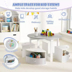 Set di 5 pezzi tavolo e sedie da gioco per bambini, tavolo rotondo impilabile, mobili per bambini