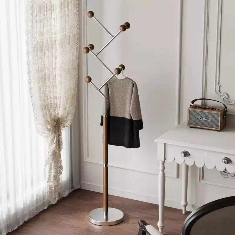 Appendiabiti da terra Bekrvio con base in marmo pesante, albero appendiabiti in metallo extra-stabile con 8/9 ganci in legno massiccio per vestiti, cappelli e borse