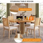 Tavolo da Pranzo Allungabile con Prolunga Centrale da 40 cm, Tavolo da Pranzo Ovale 106-147 cm per 6 Persone, Tavolo da Pranzo Rotondo Retrò in Legno Massello a Doppio Strato