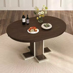 Tavolo da Pranzo Allungabile con Prolunga Centrale da 40 cm, Tavolo da Pranzo Ovale 106-147 cm per 6 Persone, Tavolo da Pranzo Rotondo Retrò in Legno Massello a Doppio Strato