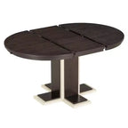 Tavolo da Pranzo Allungabile con Prolunga Centrale da 40 cm, Tavolo da Pranzo Ovale 106-147 cm per 6 Persone, Tavolo da Pranzo Rotondo Retrò in Legno Massello a Doppio Strato