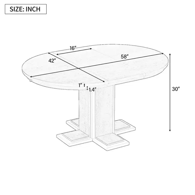 Tavolo da Pranzo Allungabile con Prolunga Centrale da 40 cm, Tavolo da Pranzo Ovale 106-147 cm per 6 Persone, Tavolo da Pranzo Rotondo Retrò in Legno Massello a Doppio Strato