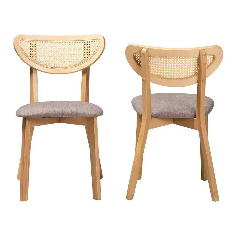 Set di 2 sedie da pranzo Dannell in tessuto e legno Grigio/Rovere naturale/Marrone chiaro: Rivestimento in poliestere, Struttura in legno di caucciù