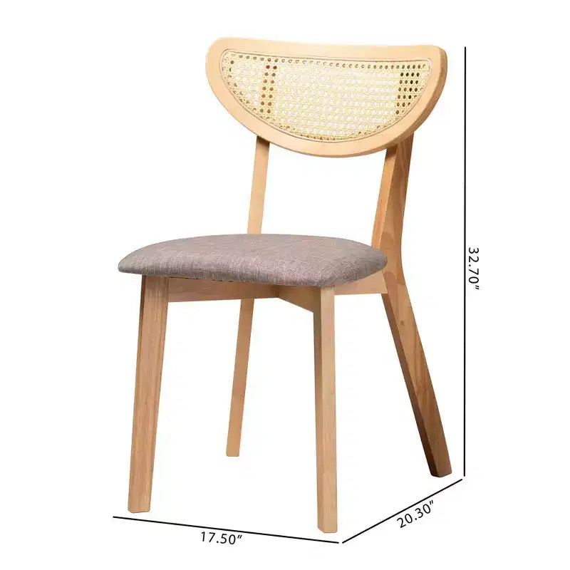 Set di 2 sedie da pranzo Dannell in tessuto e legno Grigio/Rovere naturale/Marrone chiaro: Rivestimento in poliestere, Struttura in legno di caucciù