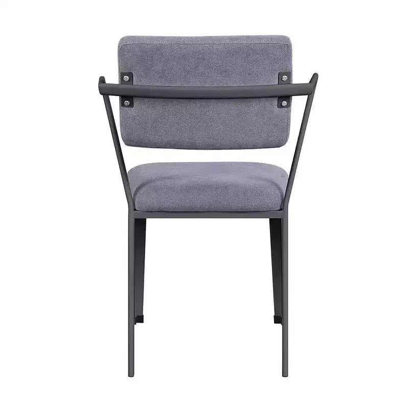 Sedia da pranzo Cargo 22" in tessuto grigio e canna di fucile: Rivestimento in pelle, Struttura in metallo, Senza braccioli