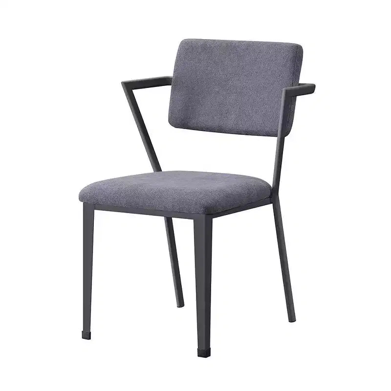 Sedia da pranzo Cargo 22" in tessuto grigio e canna di fucile: Rivestimento in pelle, Struttura in metallo, Senza braccioli