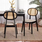 Set di 2 sedie da pranzo Darrion in tessuto e legno Crema/Nero/Marrone chiaro: Rivestimento in poliestere, struttura in legno di gomma