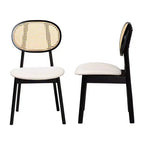 Set di 2 sedie da pranzo Darrion in tessuto e legno Crema/Nero/Marrone chiaro: Rivestimento in poliestere, struttura in legno di gomma