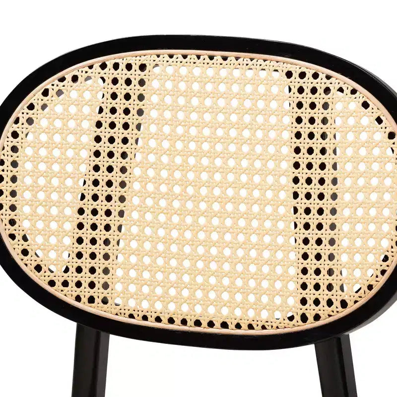Set di 2 sedie da pranzo Darrion in tessuto e legno Crema/Nero/Marrone chiaro: Rivestimento in poliestere, struttura in legno di gomma