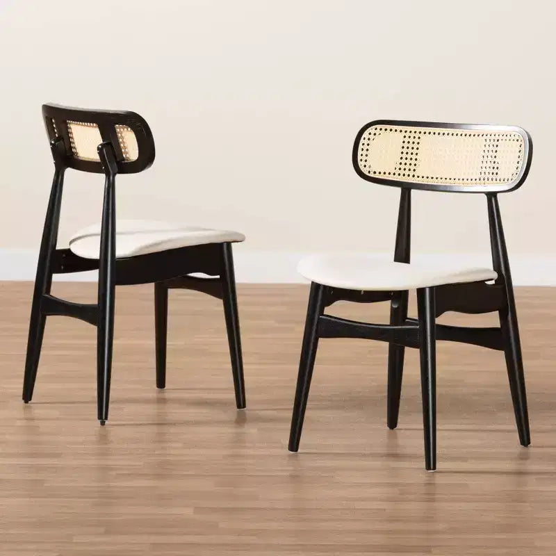 Set di 2 sedie da pranzo Darrion in tessuto e legno Crema/Nero/Marrone chiaro: Rivestimento in poliestere, struttura in legno di gomma