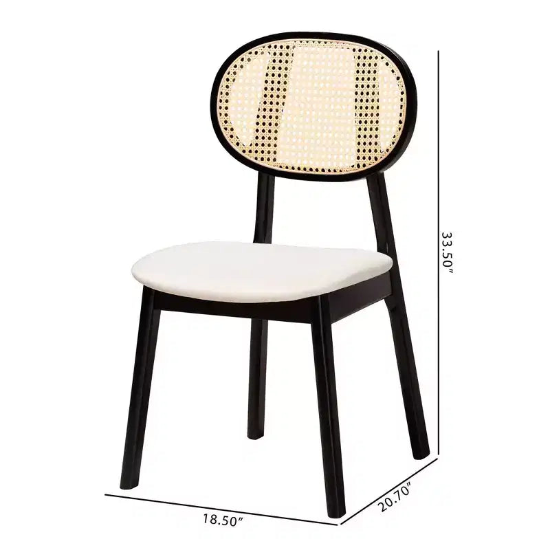 Set di 2 sedie da pranzo Darrion in tessuto e legno Crema/Nero/Marrone chiaro: Rivestimento in poliestere, struttura in legno di gomma