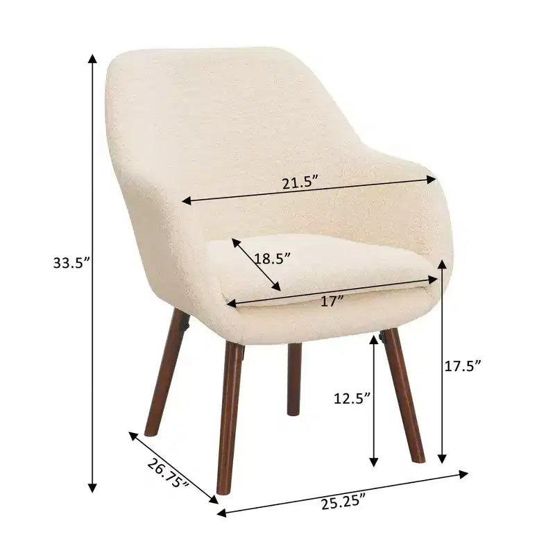 Poltrona d'accento Charlotte Wingback in crema/marrone caffè