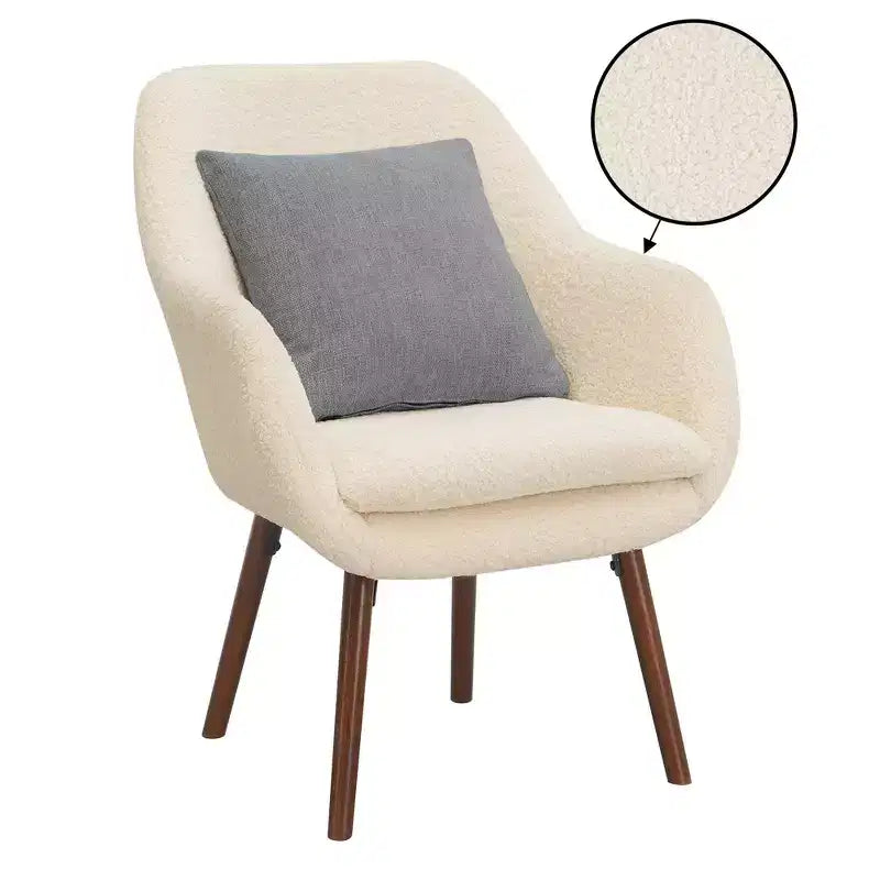Poltrona d'accento Charlotte Wingback in crema/marrone caffè