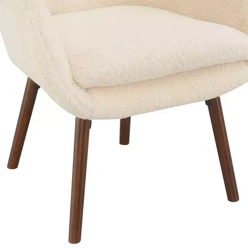 Poltrona d'accento Charlotte Wingback in crema/marrone caffè