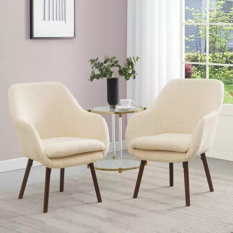 Poltrona d'accento Charlotte Wingback in crema/marrone caffè
