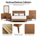 Set camera da letto moderno di metà secolo Riverstone 3 pezzi Queen con 2 comodini, Noce