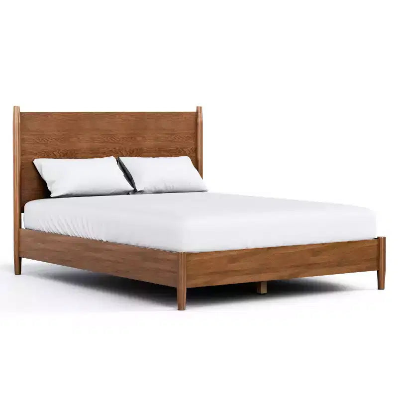 Set camera da letto moderno di metà secolo Riverstone 3 pezzi Queen con 2 comodini, Noce