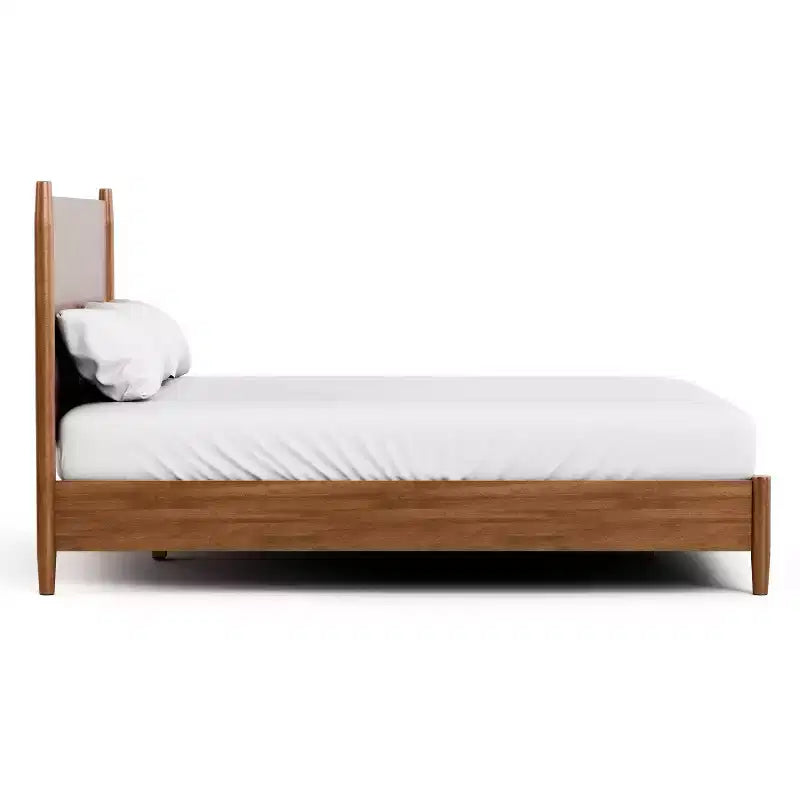 Set camera da letto moderno di metà secolo Riverstone 3 pezzi Queen con 2 comodini, Noce