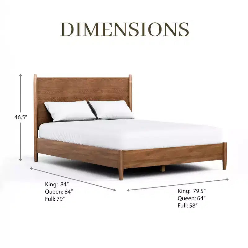 Set camera da letto moderno di metà secolo Riverstone 3 pezzi Queen con 2 comodini, Noce