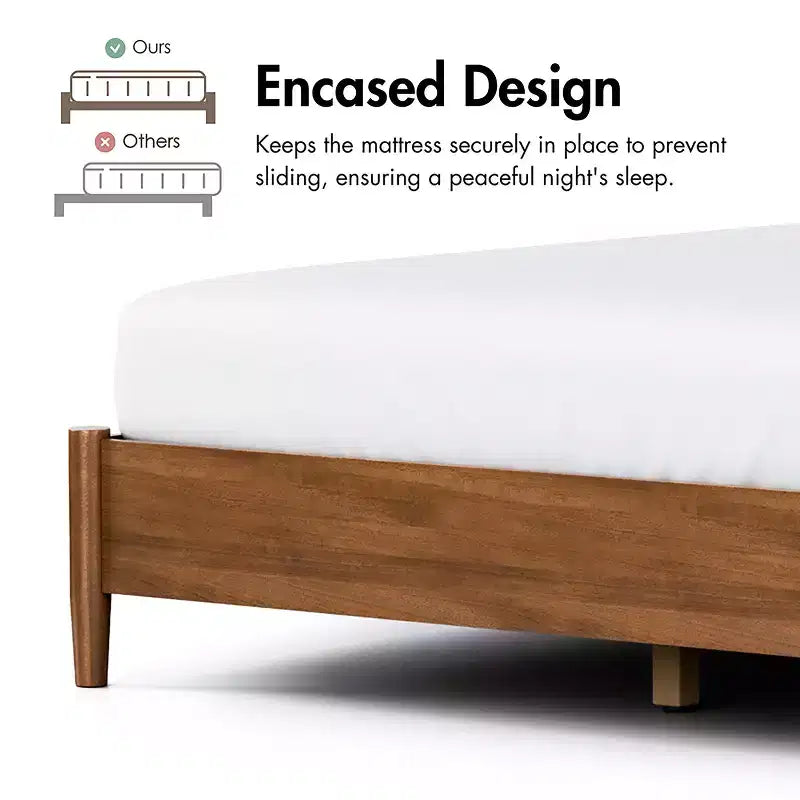 Set camera da letto moderno di metà secolo Riverstone 3 pezzi Queen con 2 comodini, Noce
