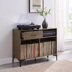 Mobile multimediale 40" Sydney Record, Noce: Portadischi in vinile, mobile multimediale con ripiani aperti
