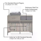 Mobile multimediale 40" Sydney Record, Noce: Portadischi in vinile, mobile multimediale con ripiani aperti