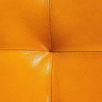 Panca in Pelle di Capra Color Tabacco: Struttura in Legno di Mango, Pouf Ottomano Rettangolare Imbottito