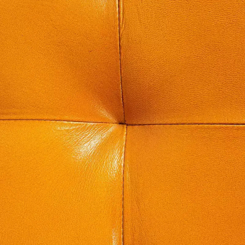 Panca in Pelle di Capra Color Tabacco: Struttura in Legno di Mango, Pouf Ottomano Rettangolare Imbottito