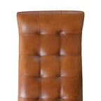 Panca in Pelle di Capra Color Tabacco: Struttura in Legno di Mango, Pouf Ottomano Rettangolare Imbottito