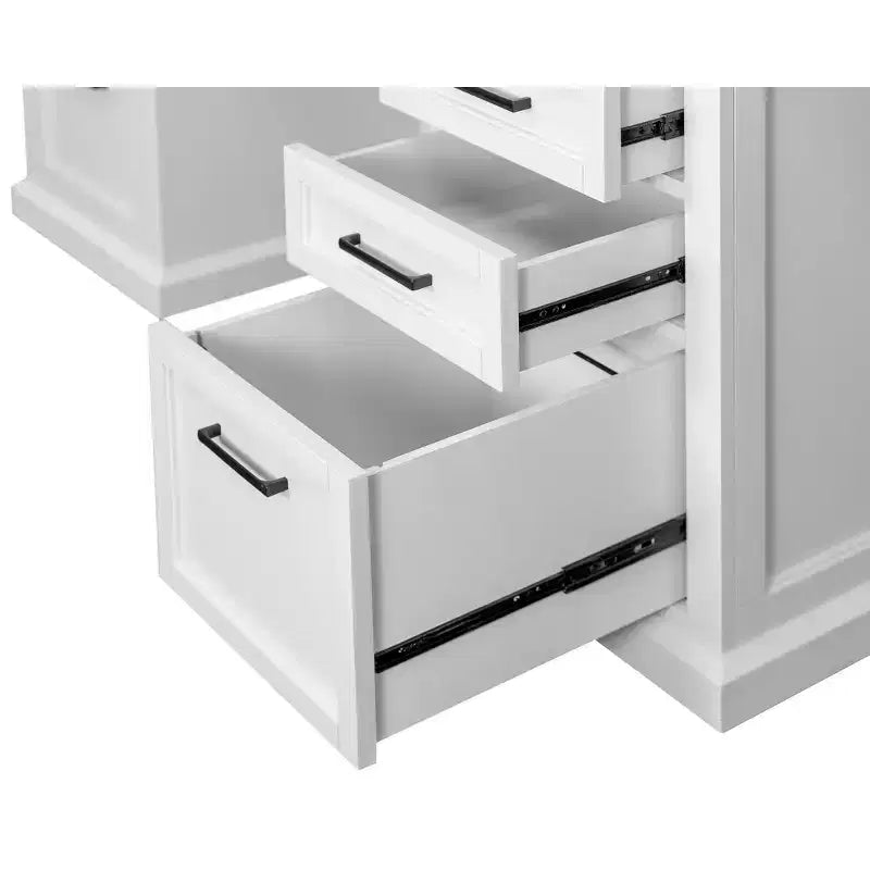 Credenza Scrivania Moderna in Legno con Sopralzo Completamente Assemblata Bianca - Collezione Abby