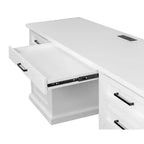 Credenza Scrivania Moderna in Legno con Sopralzo Completamente Assemblata Bianca - Collezione Abby