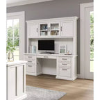 Credenza Scrivania Moderna in Legno con Sopralzo Completamente Assemblata Bianca - Collezione Abby