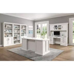 Credenza Scrivania Moderna in Legno con Sopralzo Completamente Assemblata Bianca - Collezione Abby