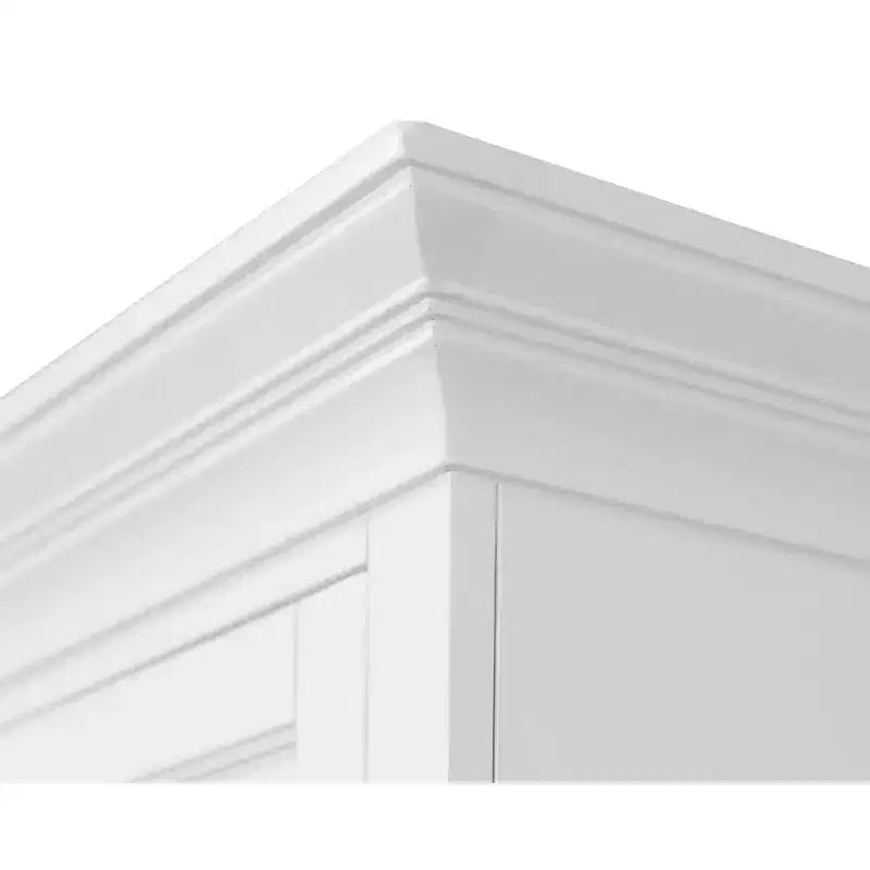 Credenza Scrivania Moderna in Legno con Sopralzo Completamente Assemblata Bianca - Collezione Abby