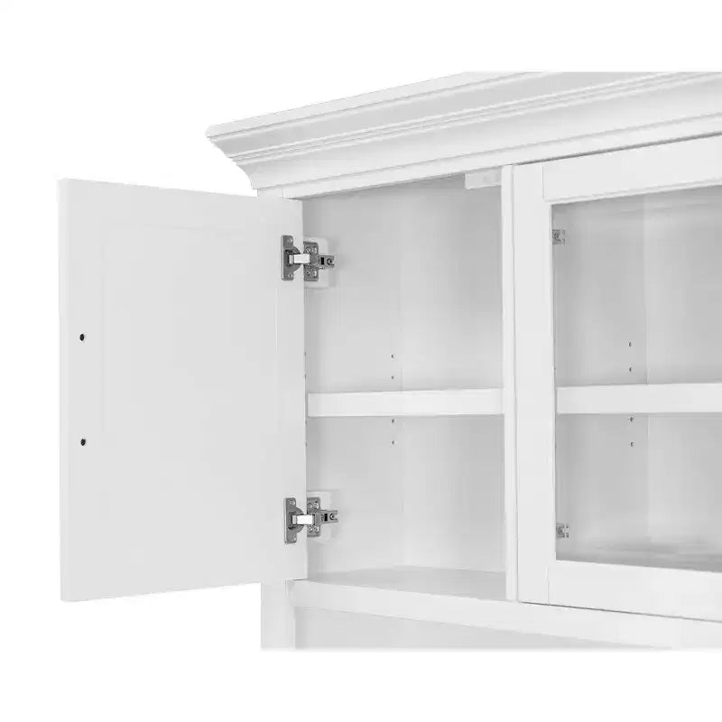 Credenza Scrivania Moderna in Legno con Sopralzo Completamente Assemblata Bianca - Collezione Abby