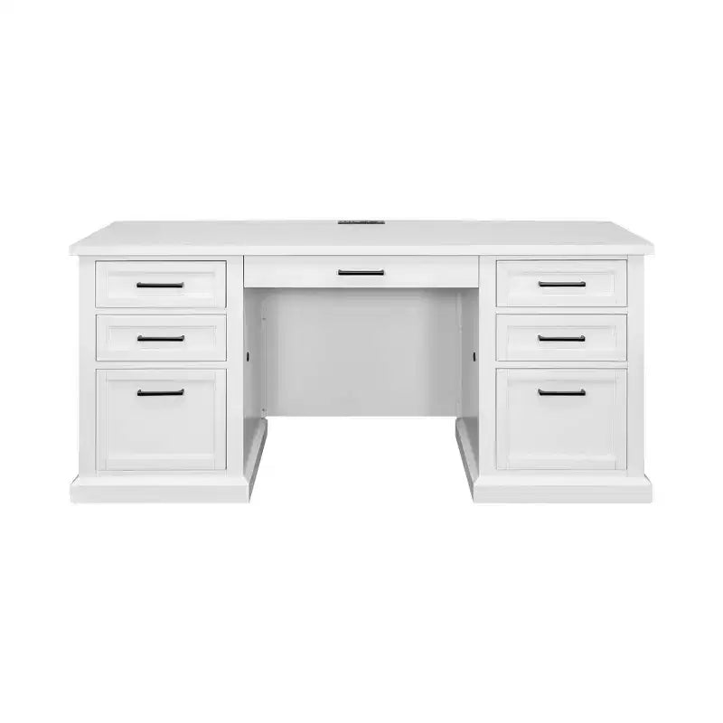Credenza Scrivania Moderna in Legno con Sopralzo Completamente Assemblata Bianca - Collezione Abby
