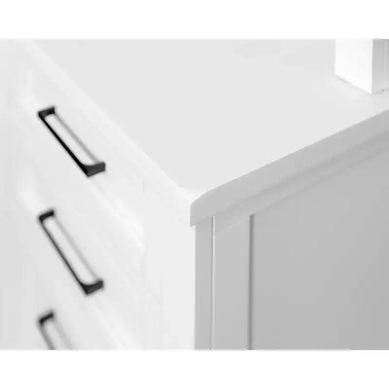 Credenza Scrivania Moderna in Legno con Sopralzo Completamente Assemblata Bianca - Collezione Abby