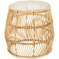 Olivia & May Rattan Handmade Wavy Woven Accent Table: No Assembly, Indoor Use, Coastal Style