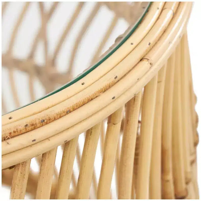 Tavolino d'appoggio in rattan intrecciato a onde fatto a mano: Nessun assemblaggio, uso interno, stile costiero