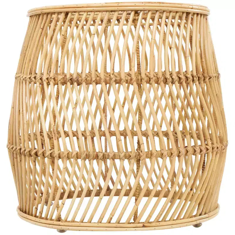 Tavolino d'appoggio in rattan intrecciato a onde fatto a mano: Nessun assemblaggio, uso interno, stile costiero