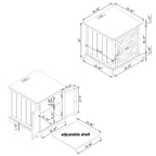 Tavolino Festivo a 2 ante grigio: stile rustico, prese USB/AC integrate, ripiano regolabile