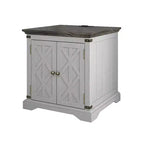 Tavolino Festivo a 2 ante grigio: stile rustico, prese USB/AC integrate, ripiano regolabile