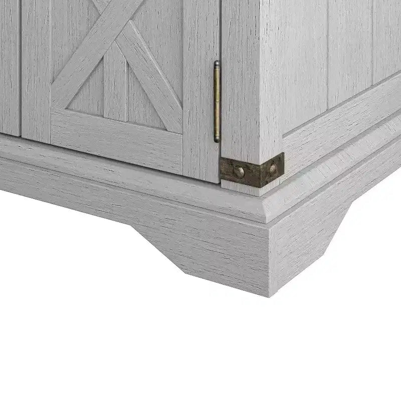 Tavolino Festivo a 2 ante grigio: stile rustico, prese USB/AC integrate, ripiano regolabile